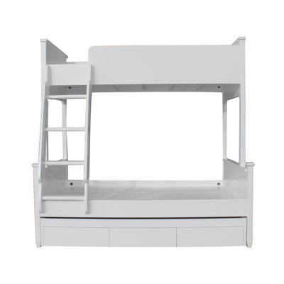 White Modern Children Bunk bed Wooden Double Bed with drawer