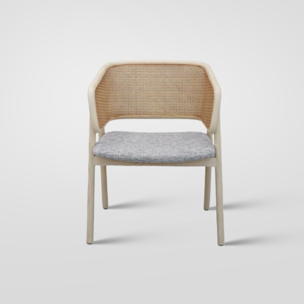 Chinese Vintage Solid Wood Rattan Weaved Chair